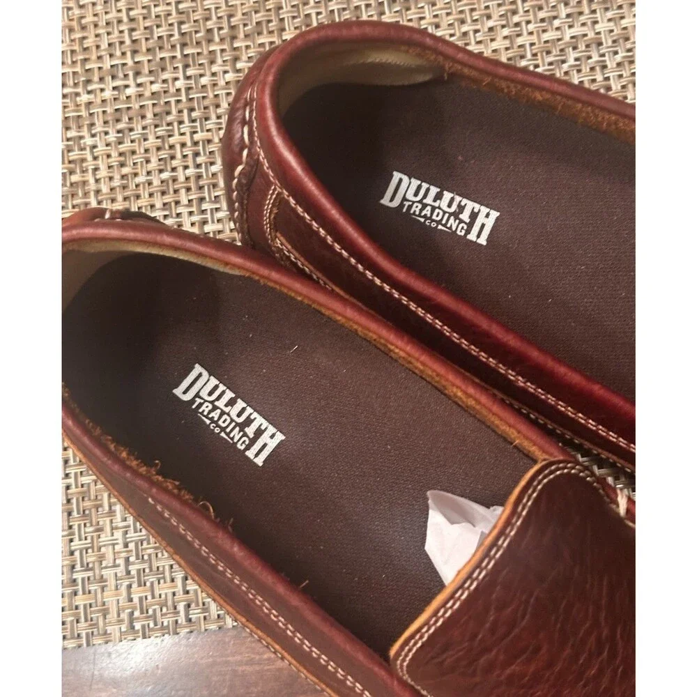 Duluth Trading Mens 12018 Bison Brown Leather Driving Moccasin Size 14 M Loafer
